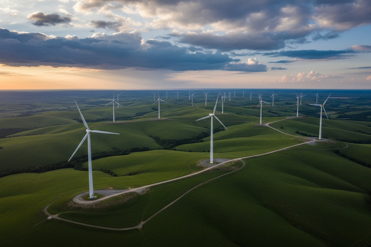 Balıkesir rüzgâr enerji santrali — drone panorama